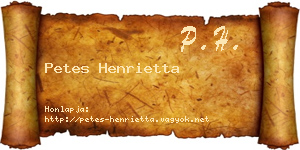 Petes Henrietta névjegykártya